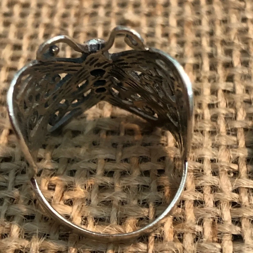 Sterling and Stone Butterfly Ring